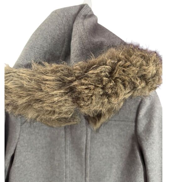 J Crew Vail Parka Womens Jacket Wool Faux Fur Trim Hood Coat Gray Size 4 - Picture 7 of 10